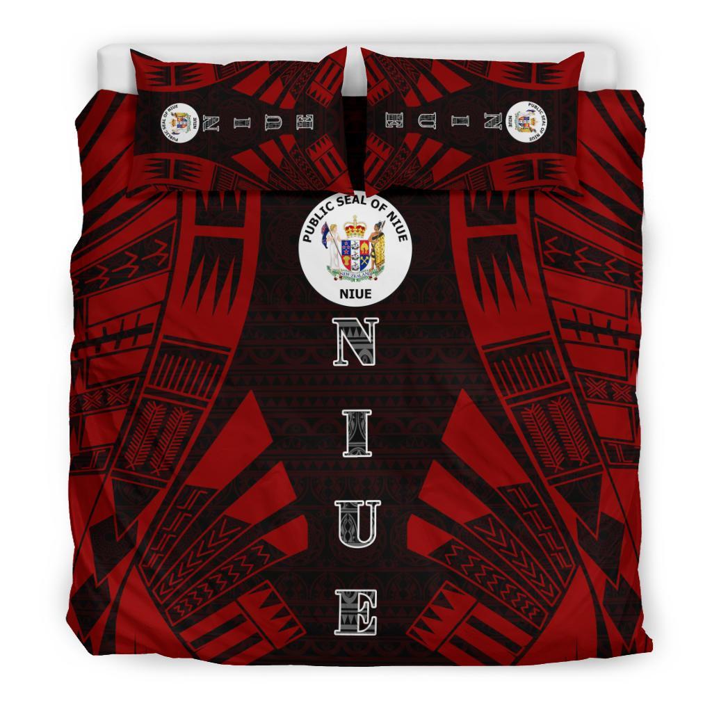 Niue Duvet Cover Set - Polynesian Tattoo Red - Polynesian Pride