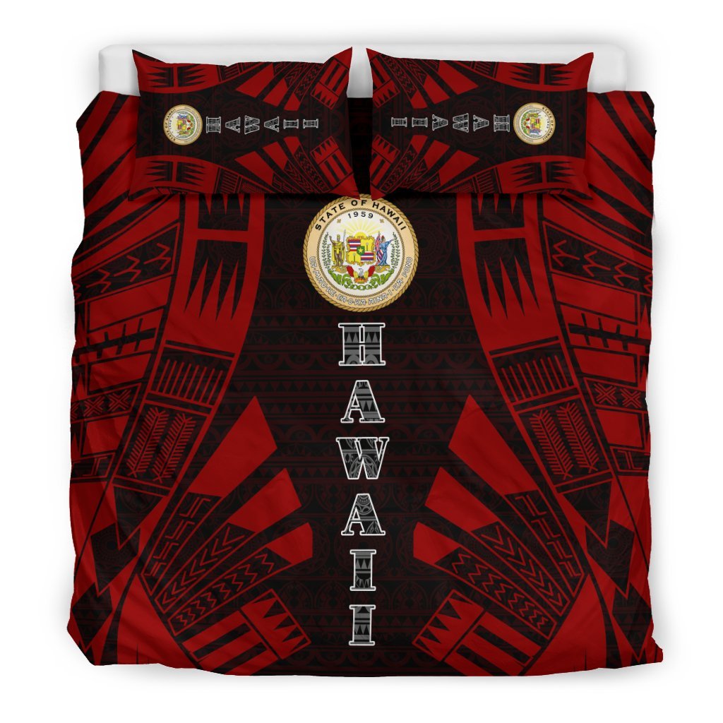 Hawaii Duvet Cover Set - Polynesian Tattoo Red - Polynesian Pride