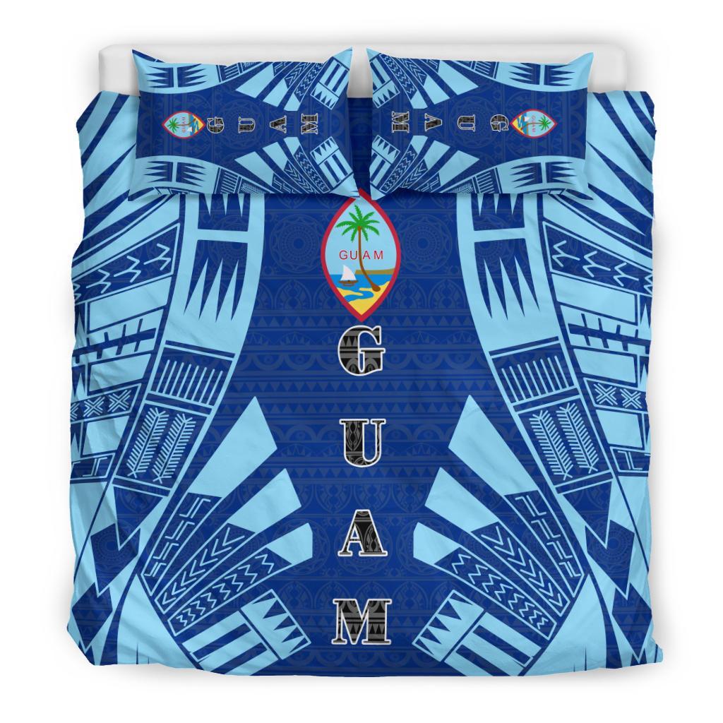 Guam Duvet Cover Set - Polynesian Tattoo Flag Black - Polynesian Pride