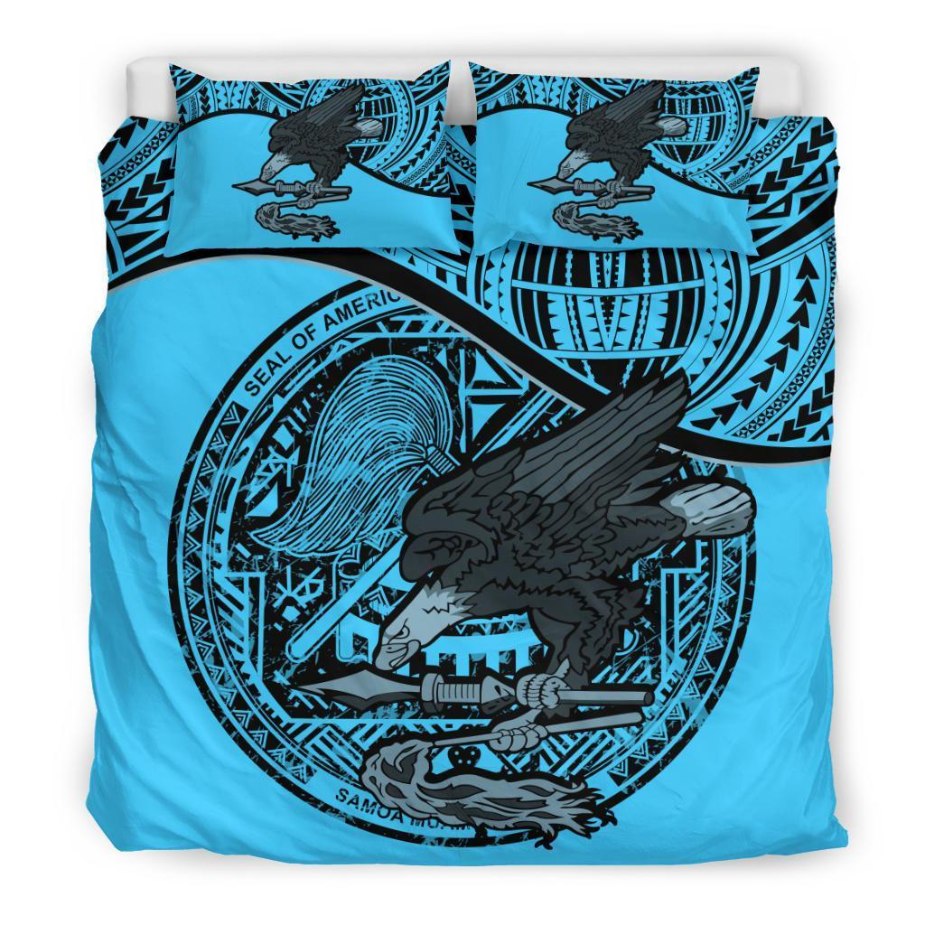 American Samoa Duvet Cover Set - American Samoa Seal & Flag Blue Blue - Polynesian Pride