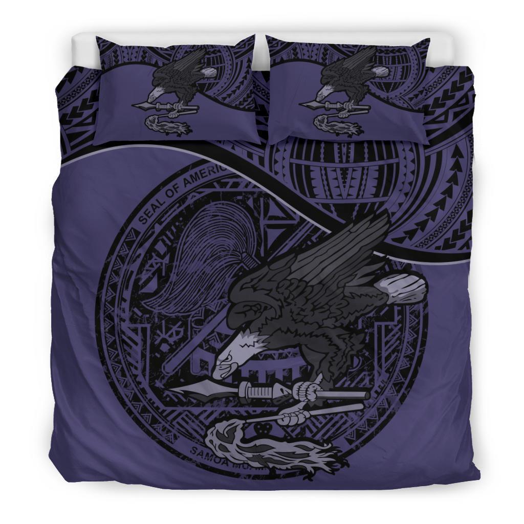 American Samoa Duvet Cover Set - American Samoa Seal & Flag Purple Purple - Polynesian Pride