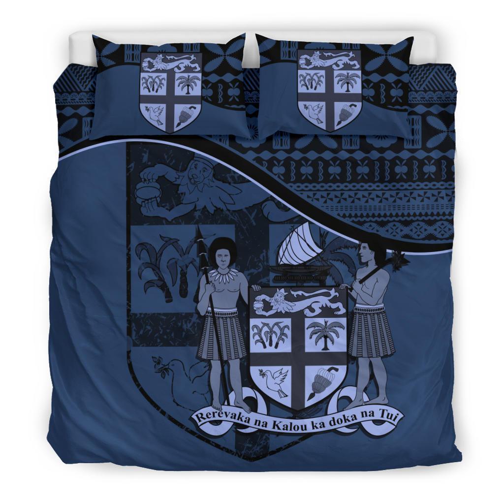 Fiji Duvet Cover Set - Fiji Flag & Coat Of Arms Blue Blue - Polynesian Pride