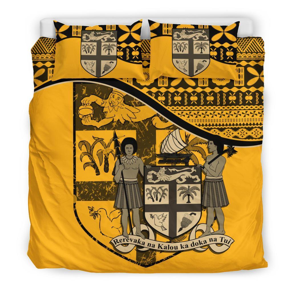 Fiji Duvet Cover Set - Fiji Flag & Coat Of Arms Yellow Yellow - Polynesian Pride