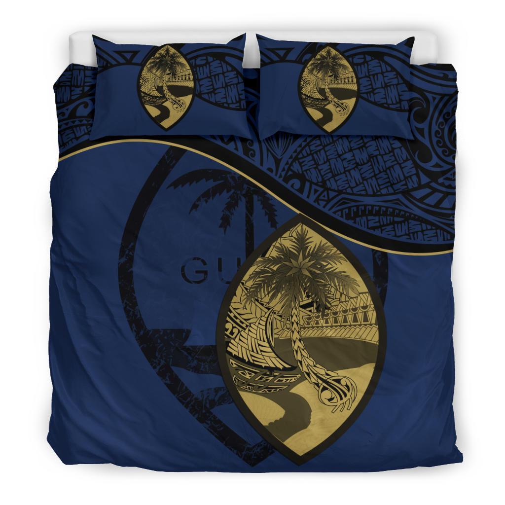 Guam Duvet Cover Set - Guam Flag & Coat Of Arms Blue Blue - Polynesian Pride