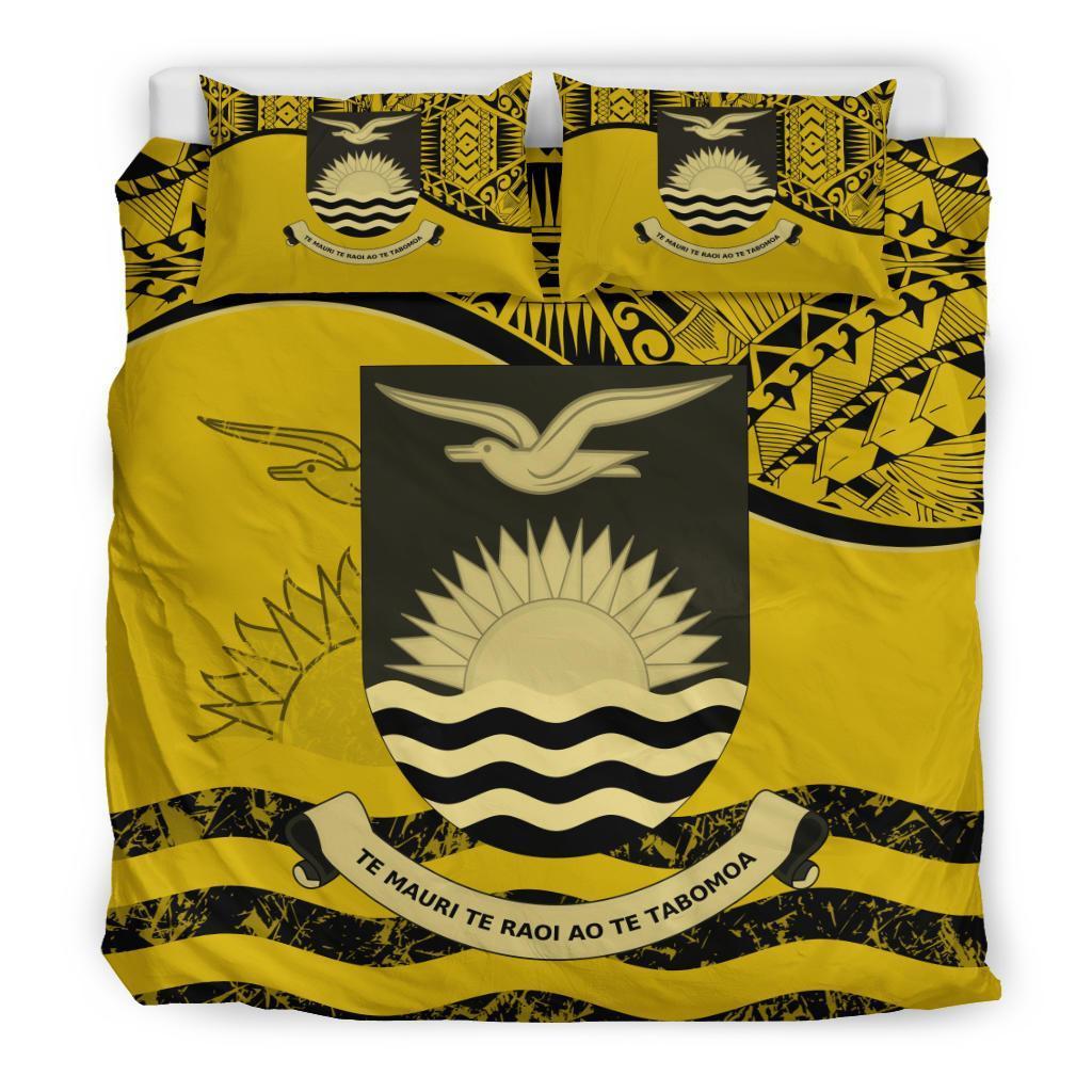 Kiribati Duvet Cover Set - Kiribati Flag & Coat Of Arms Yellow Yellow - Polynesian Pride