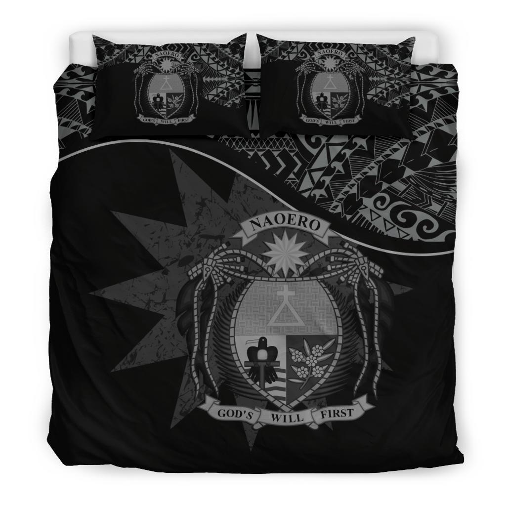 Nauru Duvet Cover Set - Nauru Bedding Flag & Coat Of Arms Black Black - Polynesian Pride