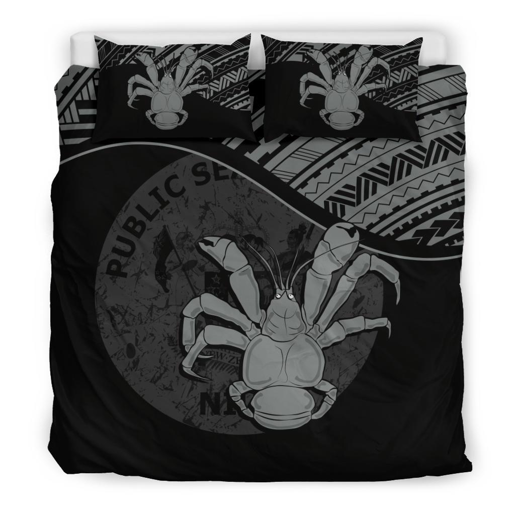 Niue Duvet Cover Set - Niue Coat Of Arms & Coconut Crab Black Black - Polynesian Pride