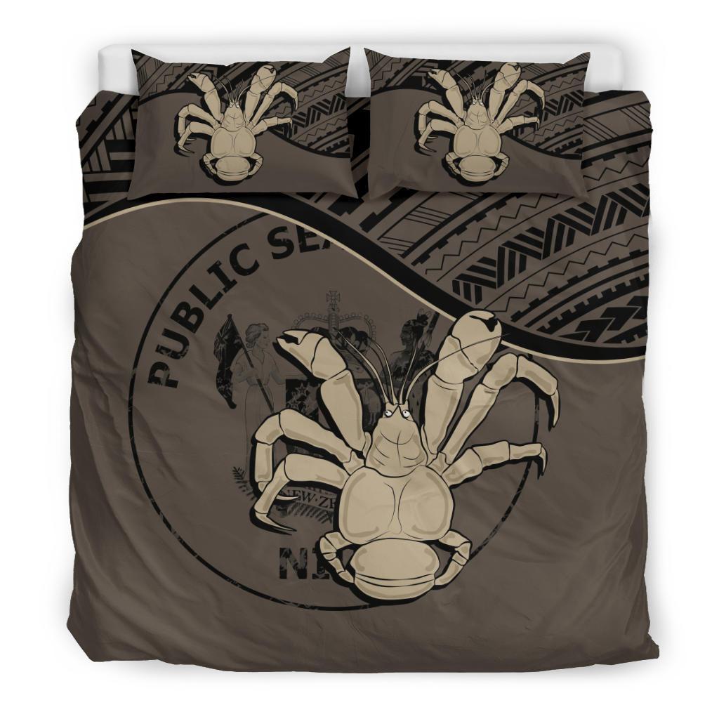 Niue Duvet Cover Set - Niue Coat Of Arms & Coconut Crab Brown Brown - Polynesian Pride