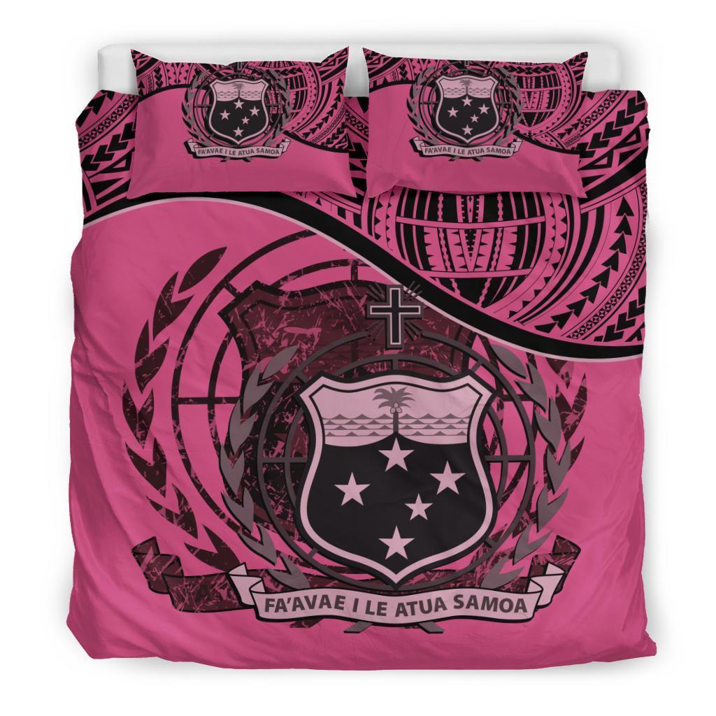 Polynesian Duvet Cover Set - Samoa Bedding Set Pink Black - Polynesian Pride