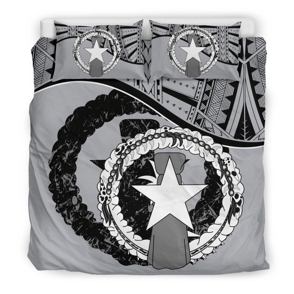 Northern Mariana Islands Duvet Cover Set - Northern Mariana Islands Flag Gray Gray - Polynesian Pride