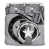 Northern Mariana Islands Duvet Cover Set - Northern Mariana Islands Flag Gray Gray - Polynesian Pride