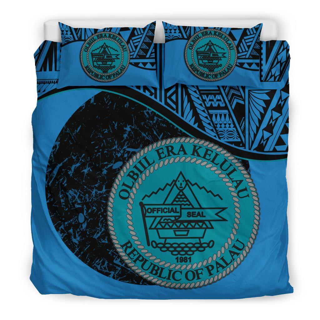 Palau Duvet Cover Set - Palau Coat Of Arms Blue Blue - Polynesian Pride