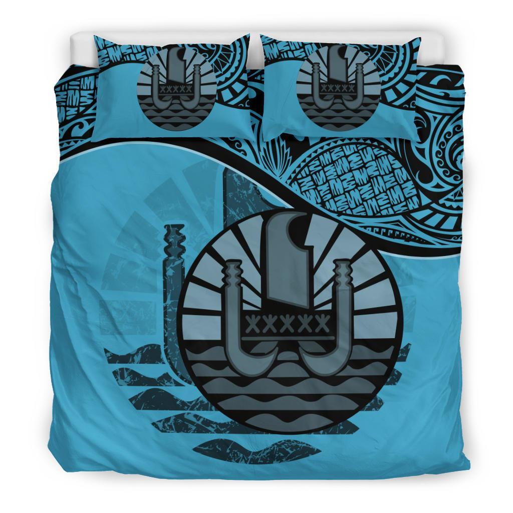 Tahiti Duvet Cover Set - Tahiti Flag Blue Blue - Polynesian Pride