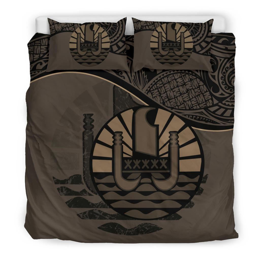 Tahiti Duvet Cover Set - Tahiti Flag Brown Bown - Polynesian Pride