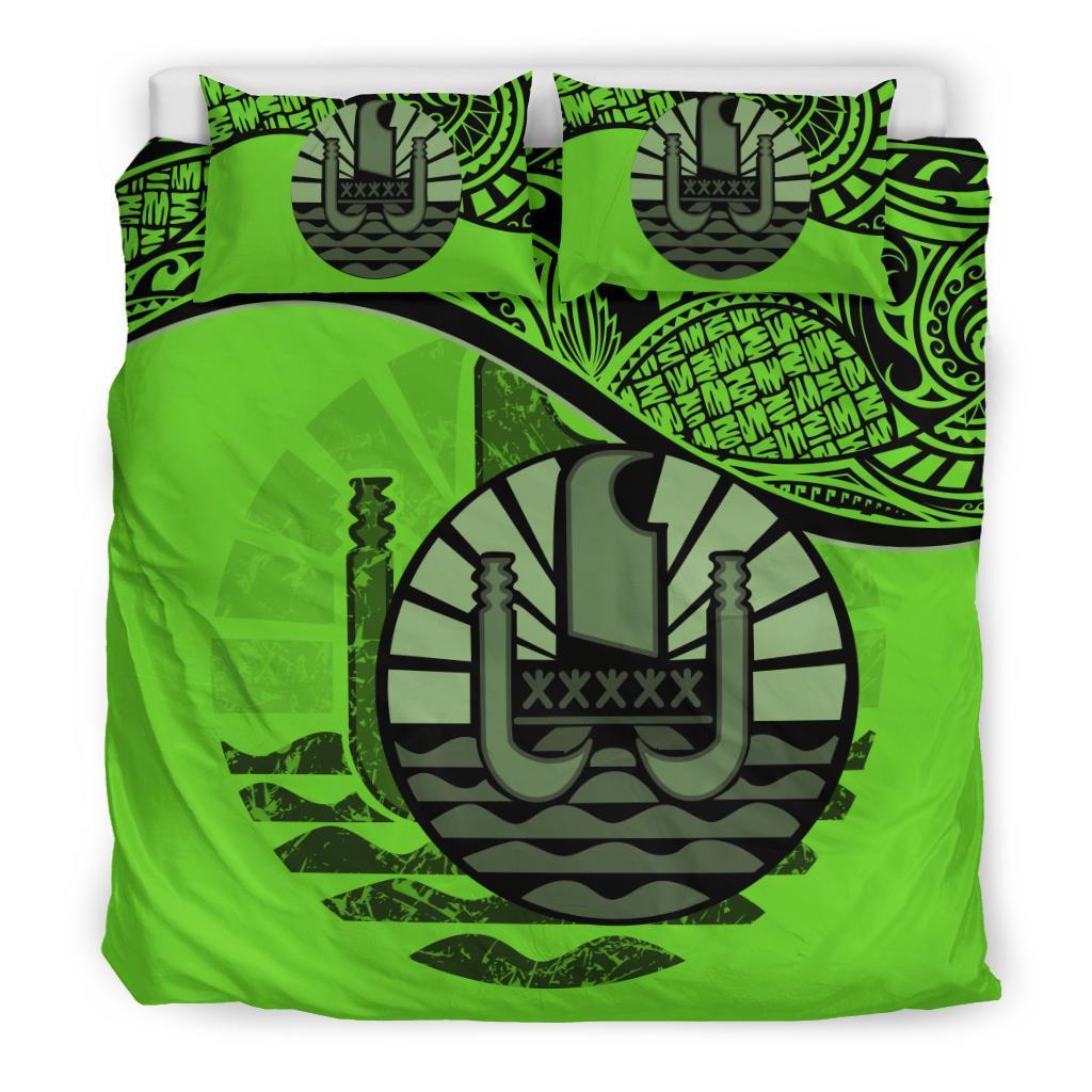 Tahiti Duvet Cover Set - Tahiti Flag Green Green - Polynesian Pride