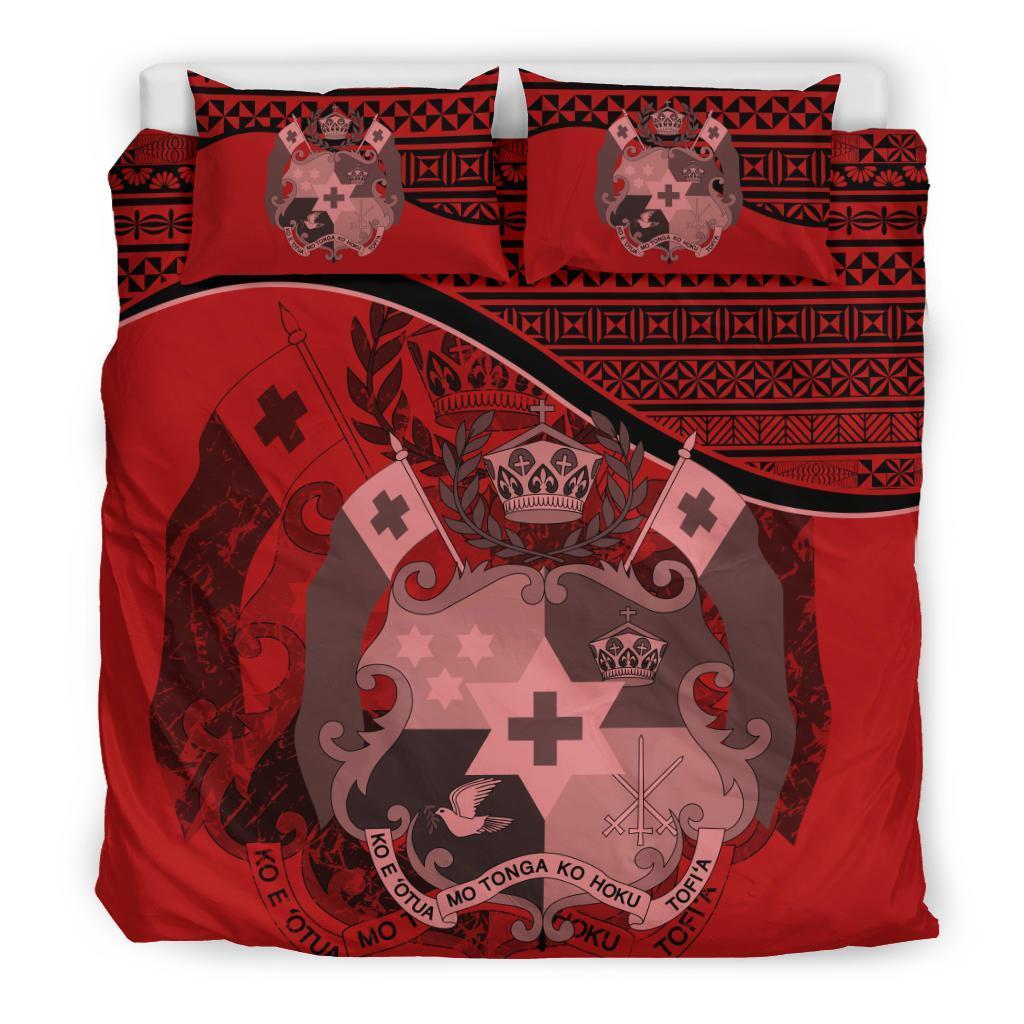 Polynesian Duvet Cover Set - Tonga Bedding Set Red Black - Polynesian Pride