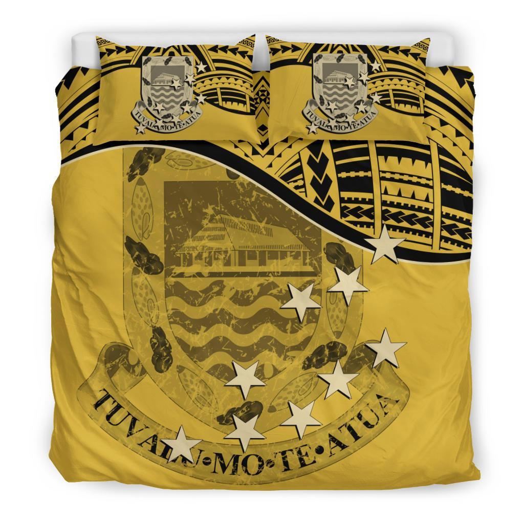 Tuvalu Duvet Cover Set - Coat Of Arms & Flag Yellow Yellow - Polynesian Pride