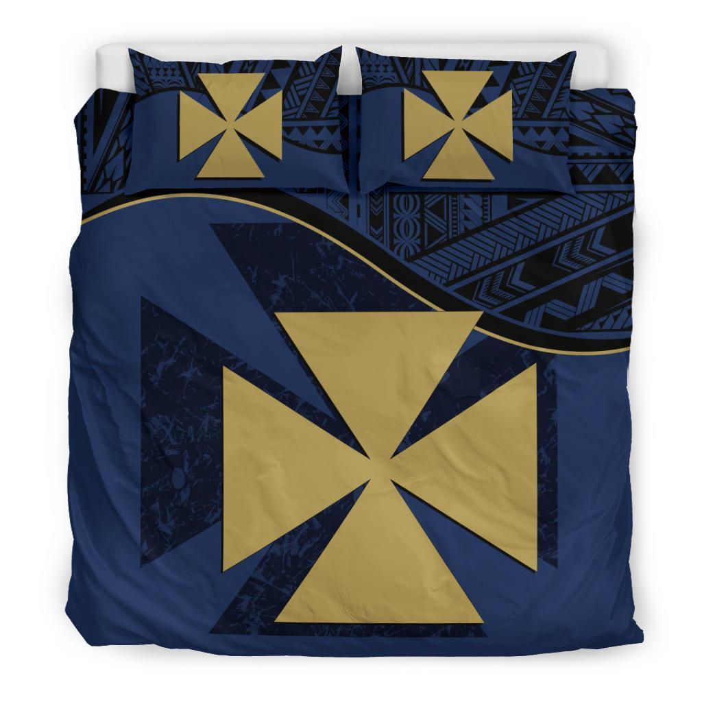 Wallis And Futuna Duvet Cover Set - Wallis And Futuna Coat Of Arms Dark Blue Blue - Polynesian Pride