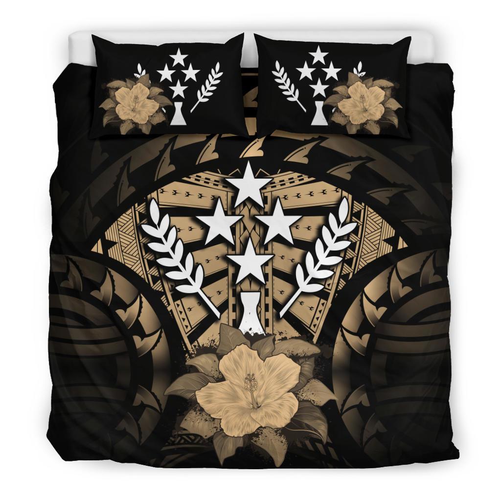 Kosrae Duvet Cover Set - Kosrae Flag & Brown Hibiscus Brown - Polynesian Pride