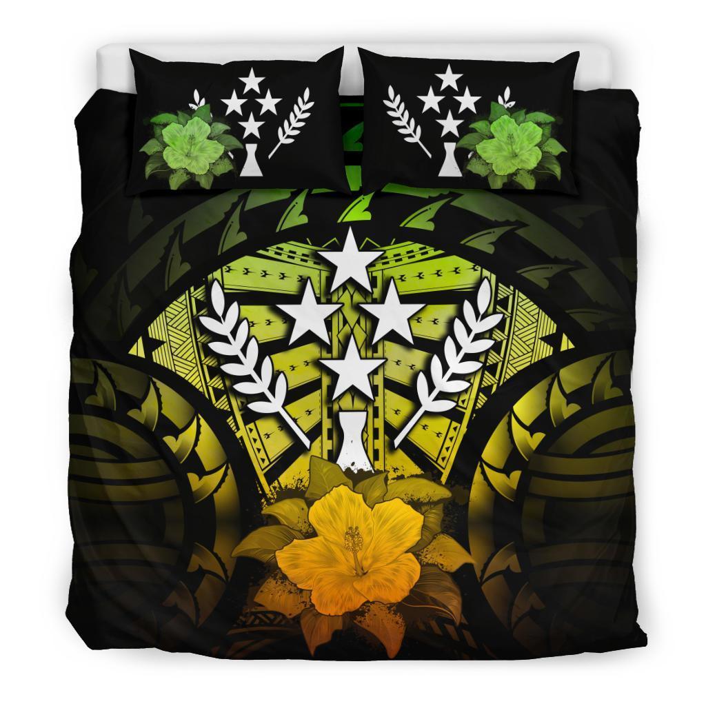 Kosrae Duvet Cover Set - Kosrae Flag & Reggae Hibiscus Art - Polynesian Pride