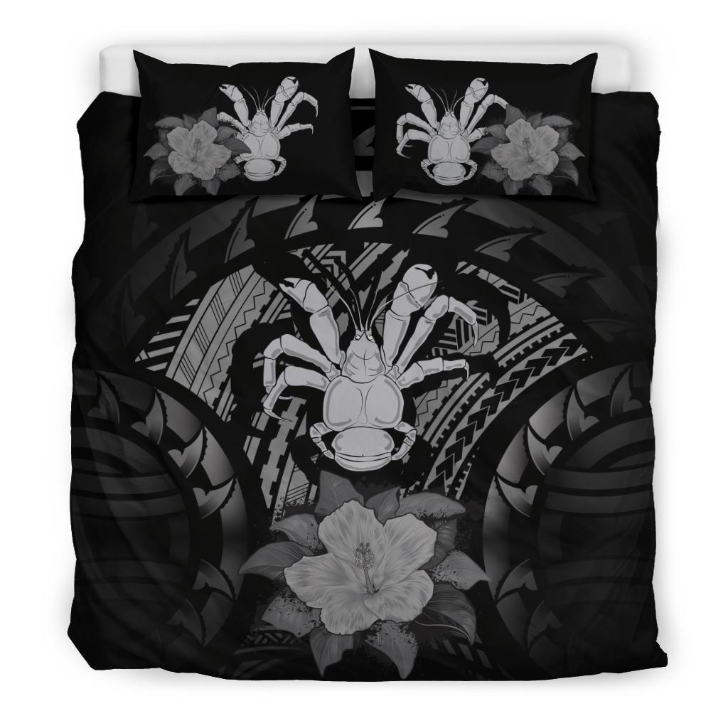 Niue Duvet Cover Set - Coconut Crab & Gray Hibiscus Gray - Polynesian Pride