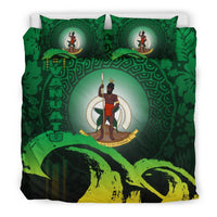 Vanuatu Bedding Set - Wave And Hibiscus Green - Polynesian Pride