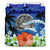 American Samoa Duvet Cover Set - American Samoa Coat Of Arms Wave Hibiscus Black - Polynesian Pride