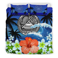 American Samoa Bedding Set Coat Of Arms Hibiscus - Polynesian Pride