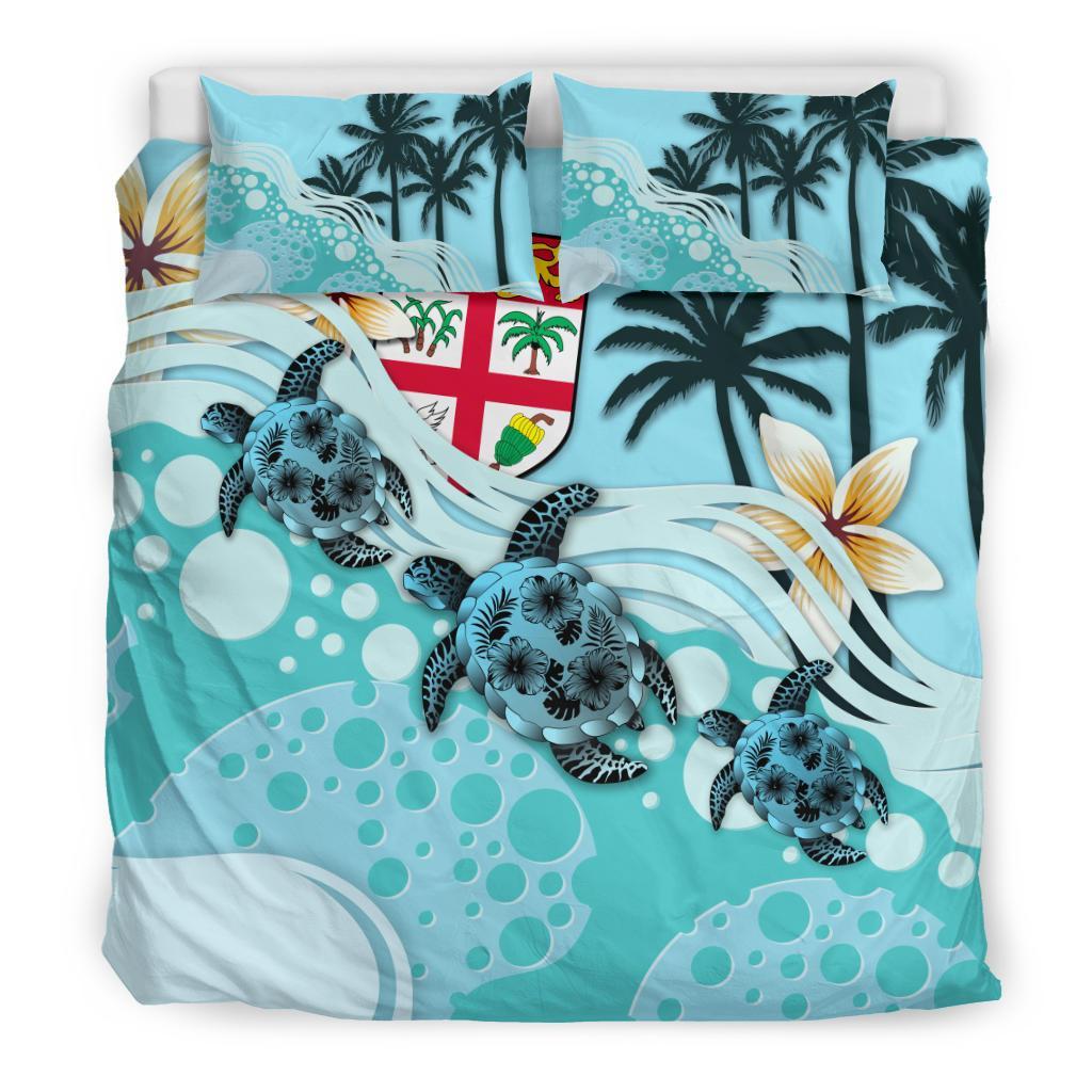 Polynesian Duvet Cover Set - Fiji Bedding Set Blue Turtle Hibiscus No Blue - Polynesian Pride