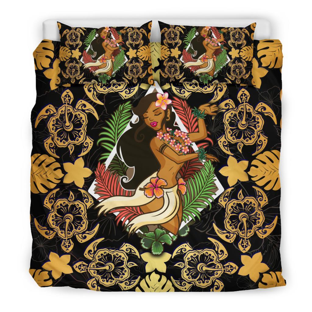 Polynesian Hawaii Duvet Cover Set - Hawaiian Girl Gold Gold - Polynesian Pride