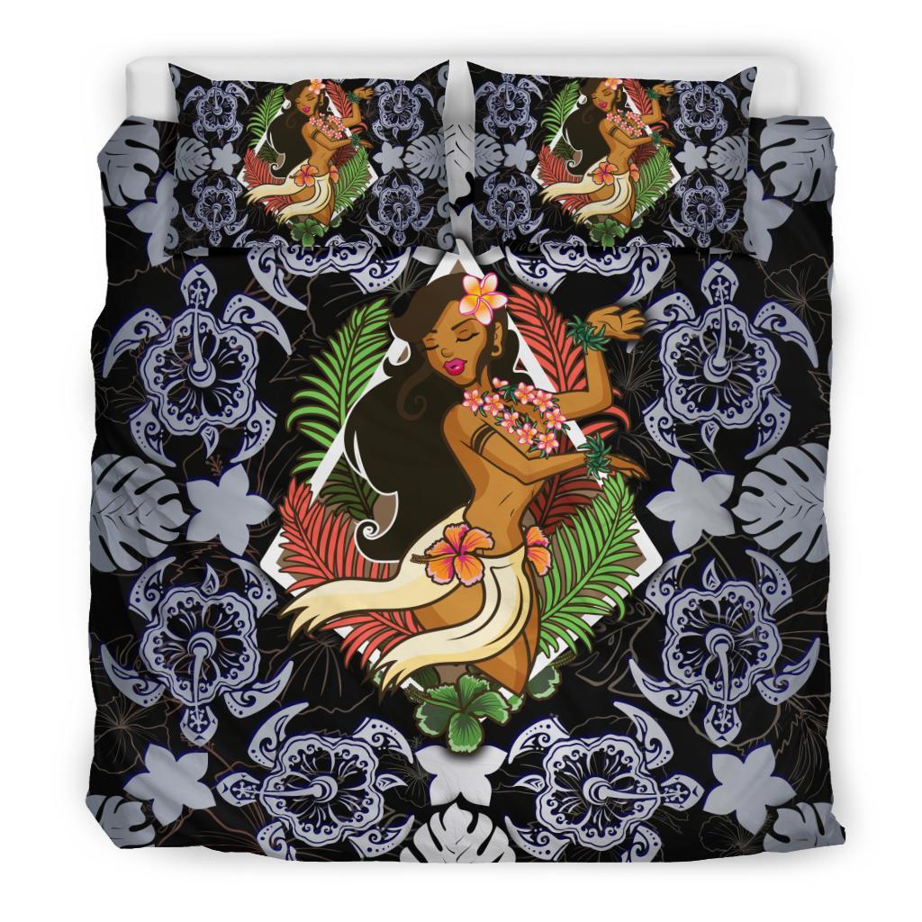 Polynesian Hawaii Duvet Cover Set - Hawaiian Girl Silver Silver - Polynesian Pride