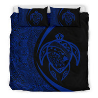 Hawaiian Map Turtle Polynesian Bedding Set - Blue - Circle Style - Polynesian Pride