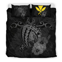 Hawaiian Map Hibiscus Kanaka Polynesian Bedding Set - Harold Turtle - Gray - Polynesian Pride
