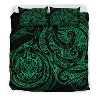 Polynesian Bedding Set - Hawaii Duvet Cover Set Green Turtle Tribal - Polynesian Pride