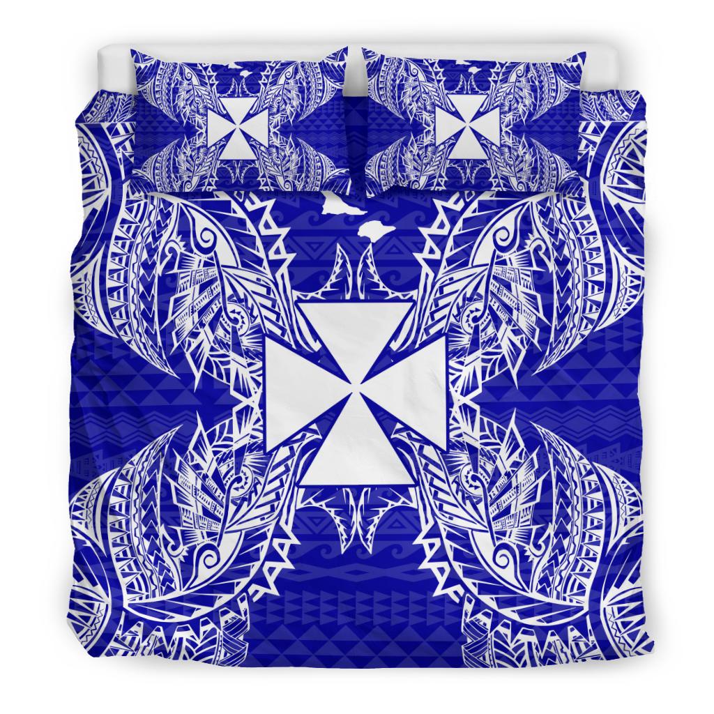 Polynesian Bedding Set - Wallis And Futuna Duvet Cover Set Map Blue - Polynesian Pride