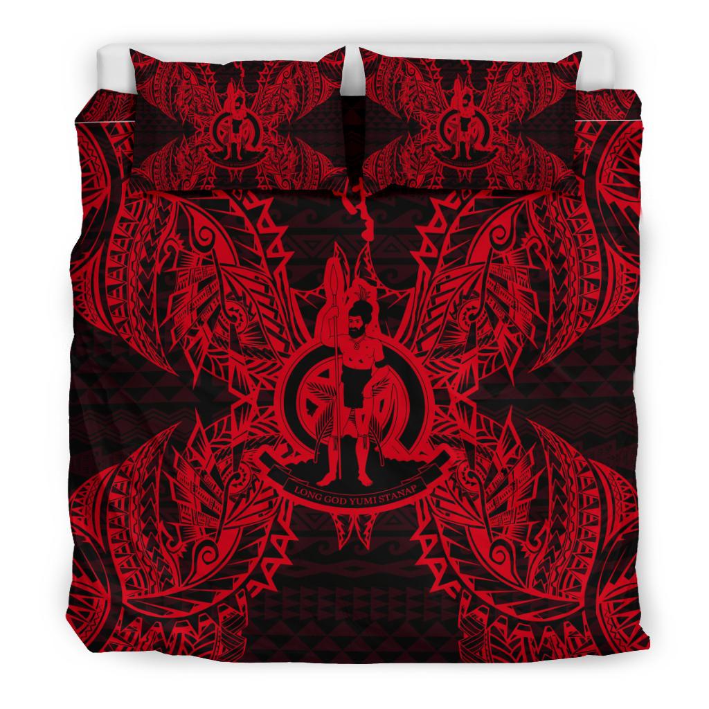 Polynesian Bedding Set - Vanuatu Duvet Cover Set Map Red - Polynesian Pride
