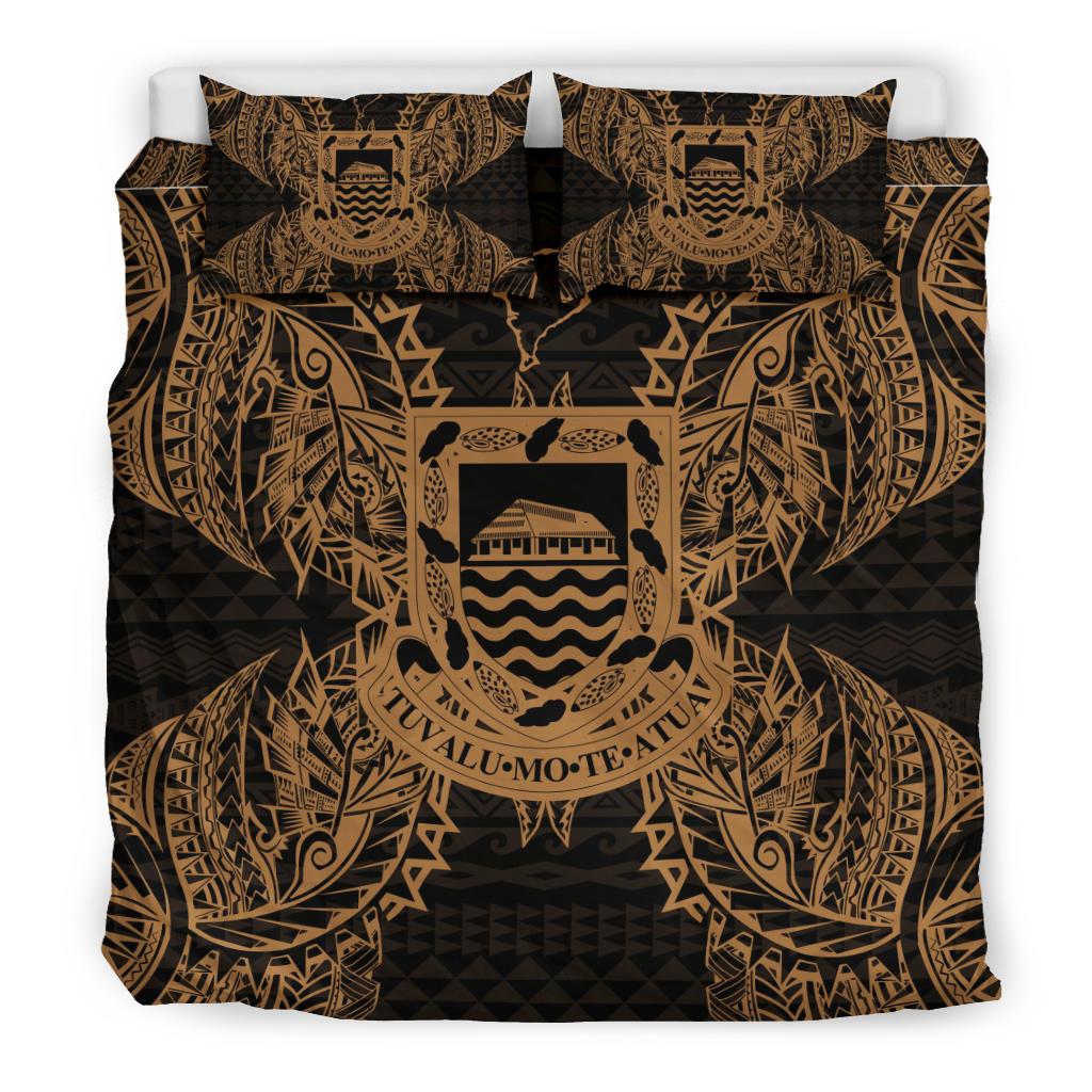 Polynesian Bedding Set - Tuvalu Duvet Cover Set Map Gold - Polynesian Pride