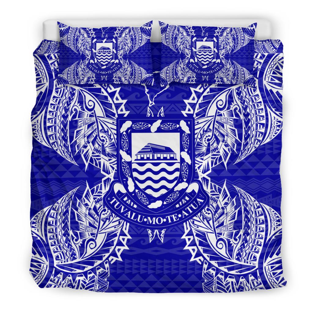 Polynesian Bedding Set - Tuvalu Duvet Cover Set Map Blue - Polynesian Pride