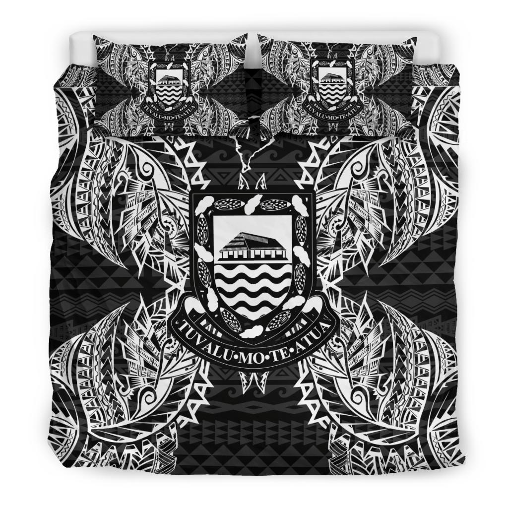 Polynesian Bedding Set - Tuvalu Duvet Cover Set Map Black - Polynesian Pride