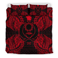 Polynesian Bedding Set - Pohnpei Duvet Cover Set Map Red - Polynesian Pride