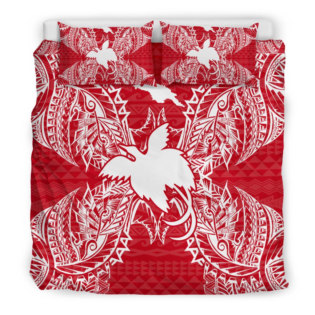 Polynesian Bedding Set - Papua New Guinea Duvet Cover Set Map Red White - Polynesian Pride