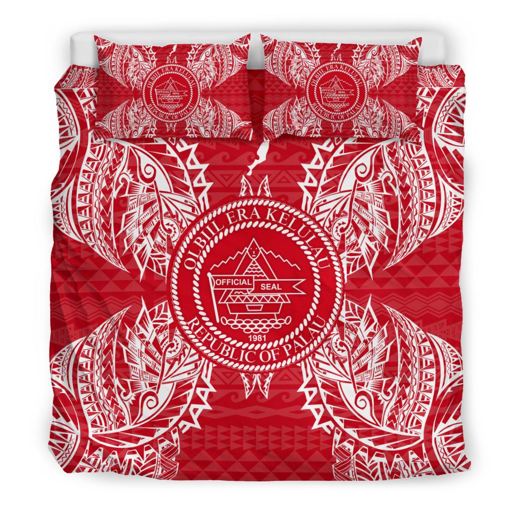 Polynesian Bedding Set - Palau Duvet Cover Set Map Red White - Polynesian Pride