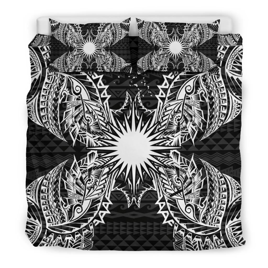 Polynesian Bedding Set - Marshall Islands Duvet Cover Set Map Black - Polynesian Pride