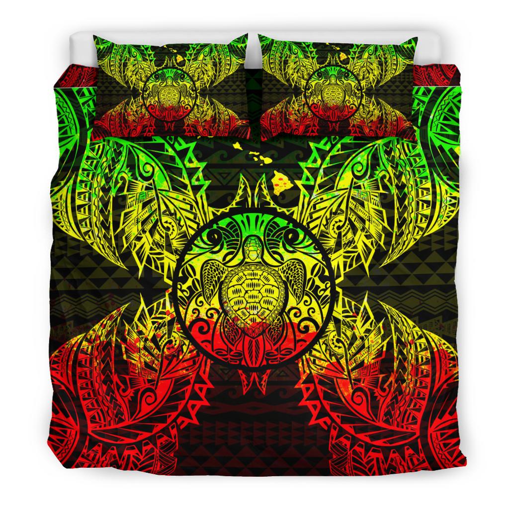 Polynesian Bedding Set - Hawaii Turtle Duvet Cover Set Map Reggae - Polynesian Pride