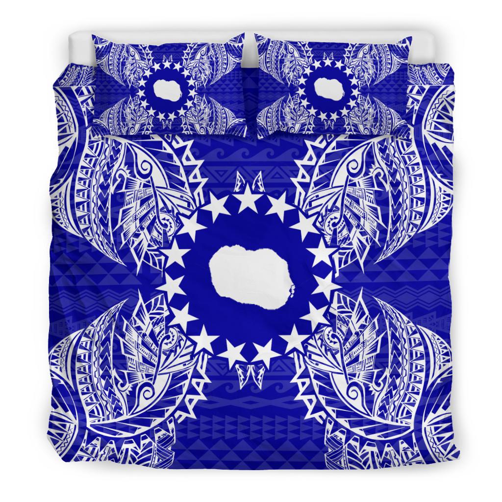Polynesian Bedding Set - Cook Islands Duvet Cover Set Map Blue - Polynesian Pride