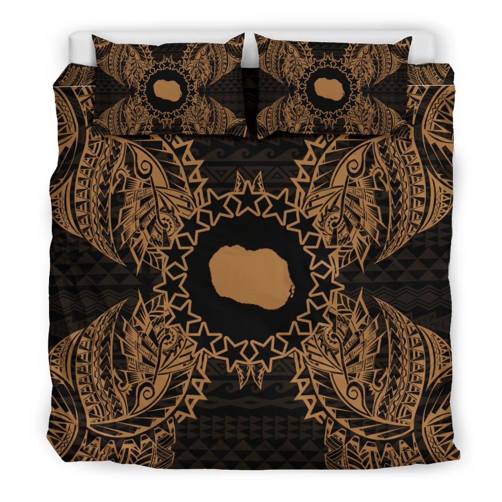 Polynesian Bedding Set - Cook Islands Duvet Cover Set Map Gold - Polynesian Pride