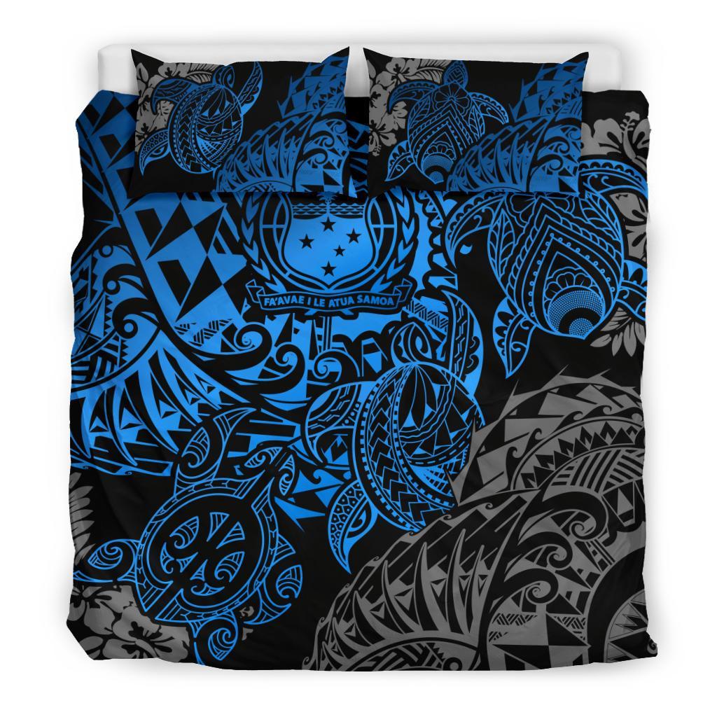 Polynesian Duvet Cover - Samoa Bedding Set - Blue Turtle Flowing - Polynesian Pride