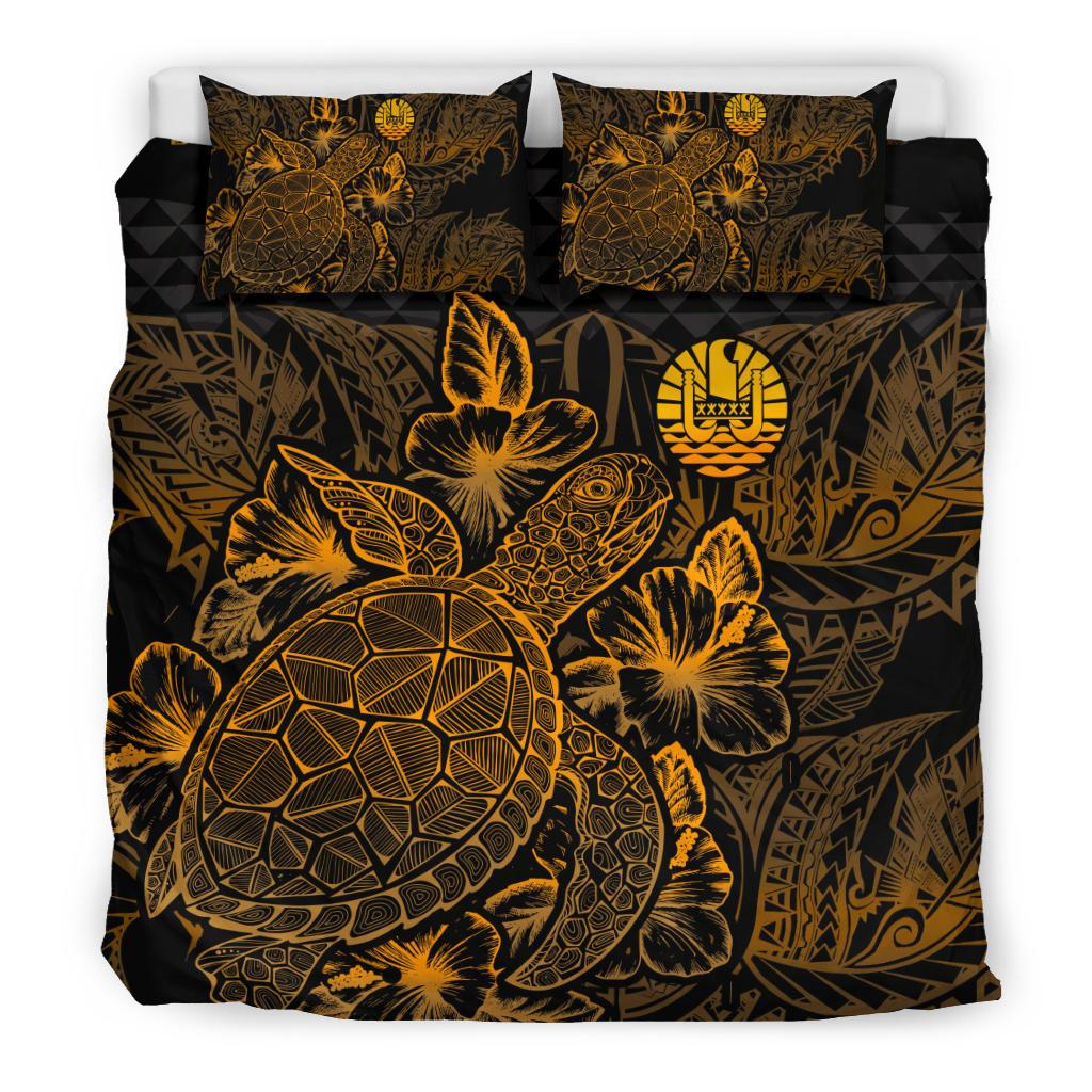 Polynesian Bedding Set - Tahiti Duvet Cover Set Gold Color Gold - Polynesian Pride