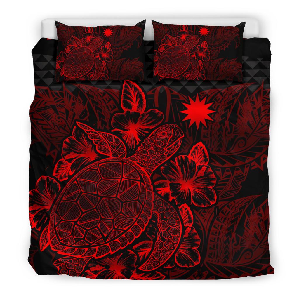 Polynesian Bedding Set - Nauru Duvet Cover Set Red Color Red - Polynesian Pride