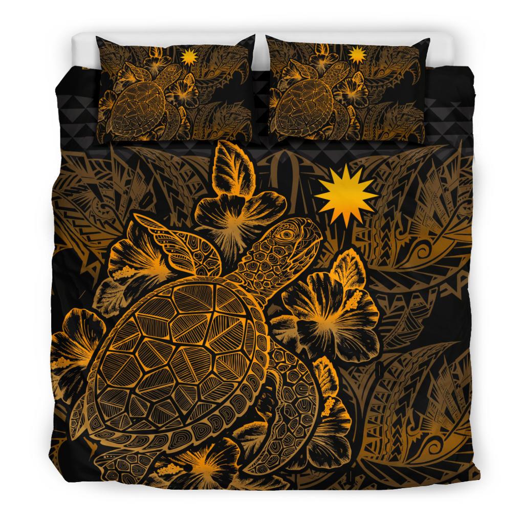 Polynesian Bedding Set - Nauru Duvet Cover Set Gold Color Gold - Polynesian Pride